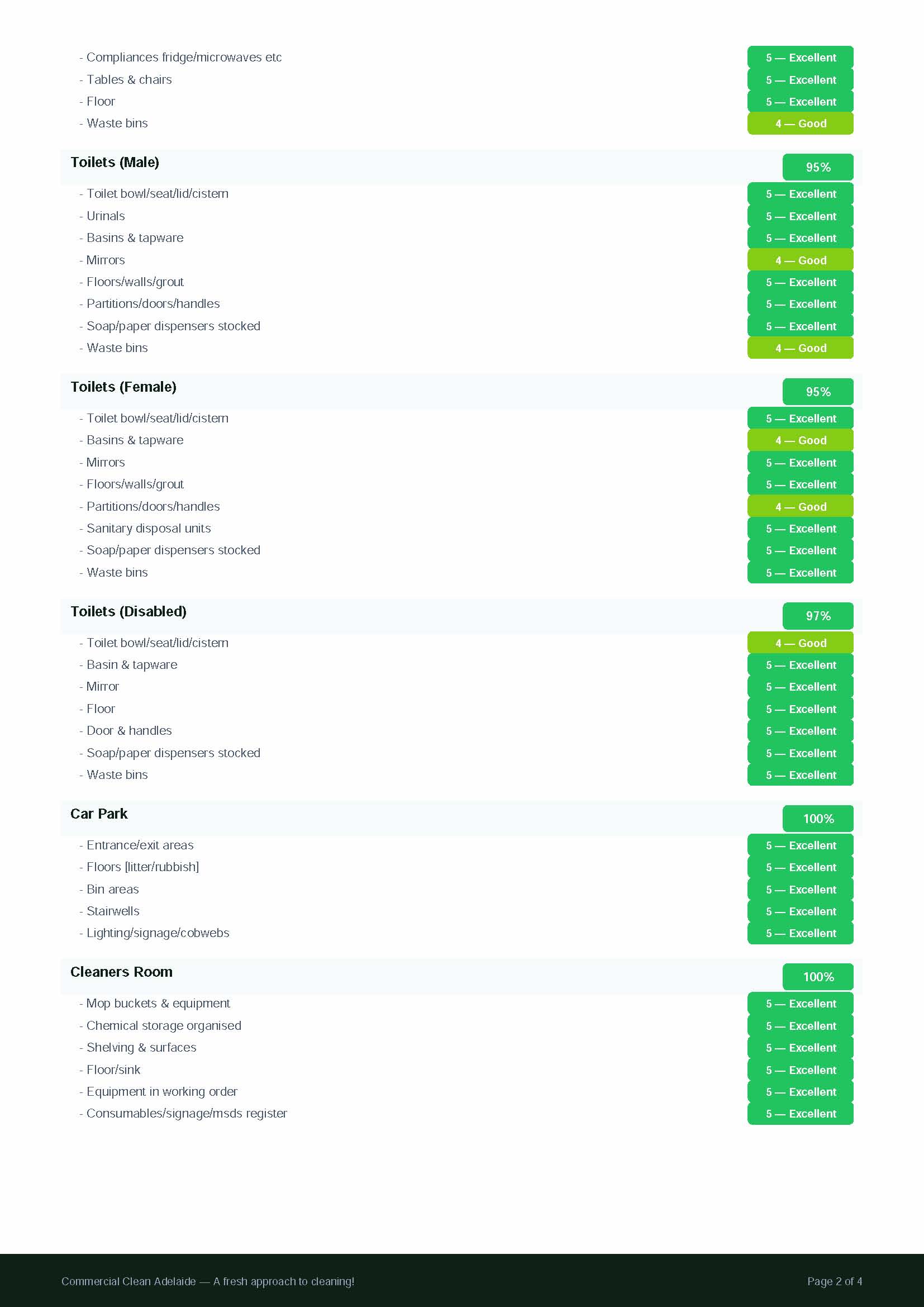 Client PDF report, page 2 — detailed findings